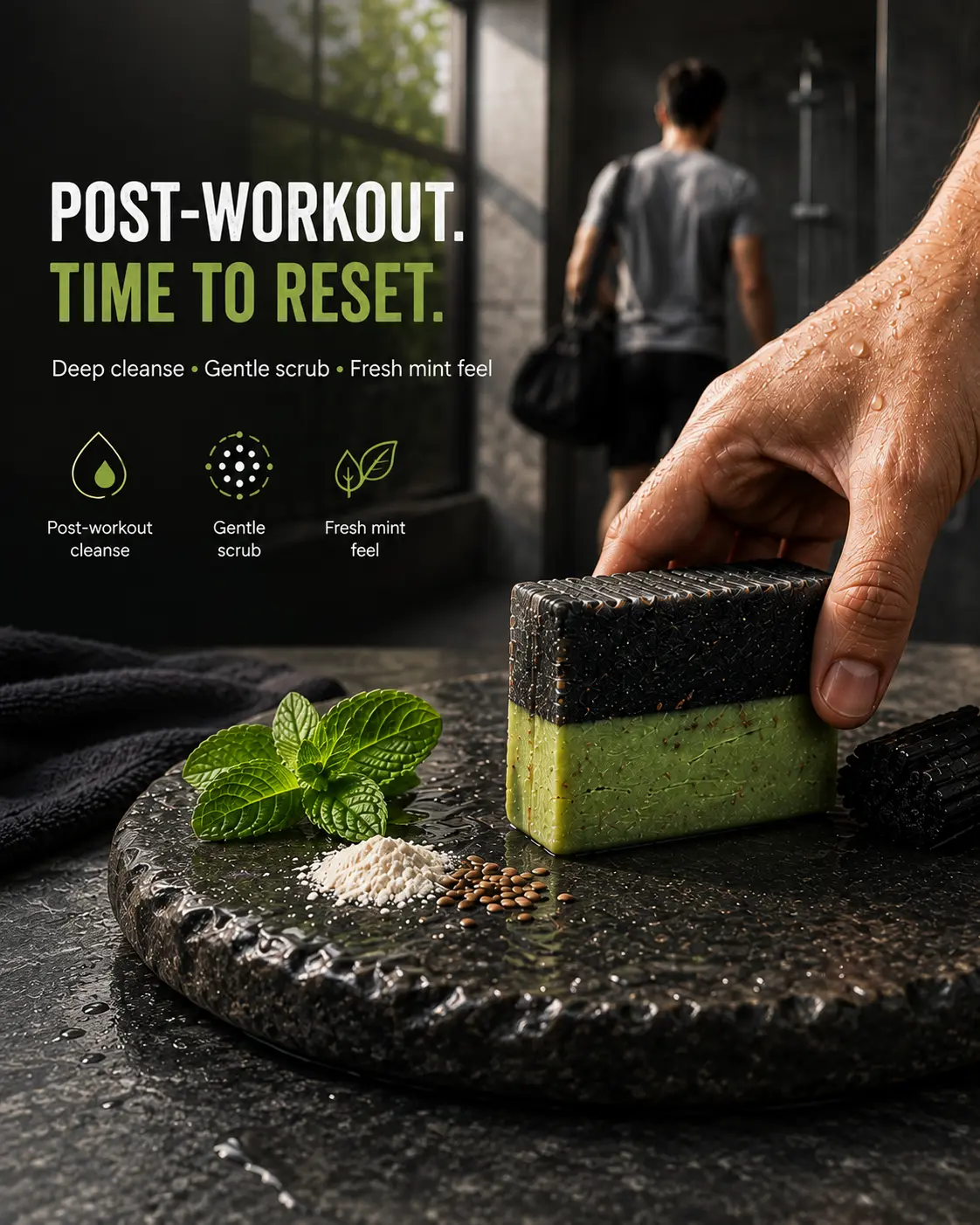 Zenstones Bamboo Charcoal and Pudina Mint Soap for a refreshing post-workout bath